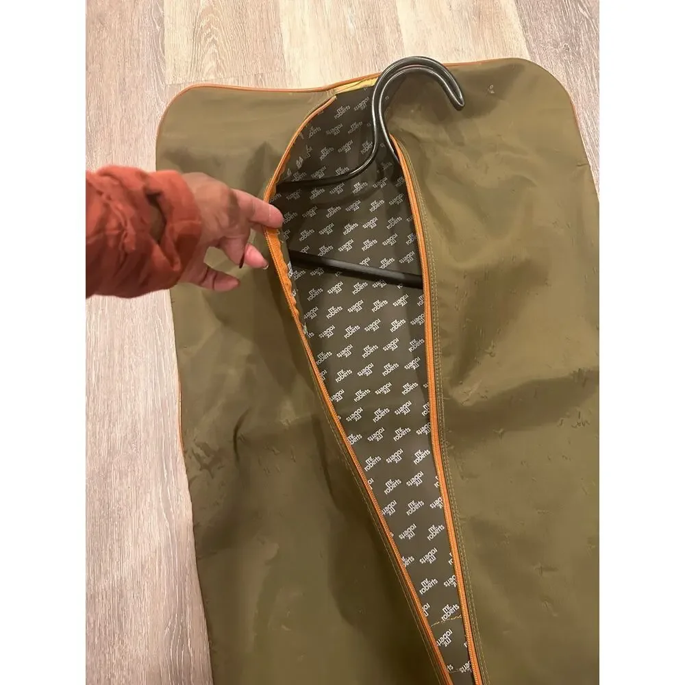 Mr Roberts RARE Vtg Olive Green Garment Travel Bag Green Red Status Stripe 36x22